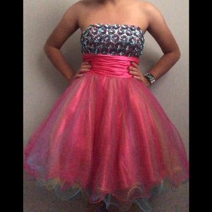 rainbow mini prom dress